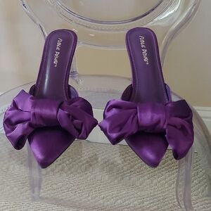 Public Desire Purple Mules with Satin Bow